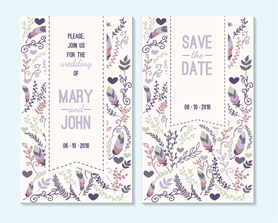 シンプルな結婚式の招待状フローラルカードベクター05 結婚式 招待状 フローラル シンプル カード   