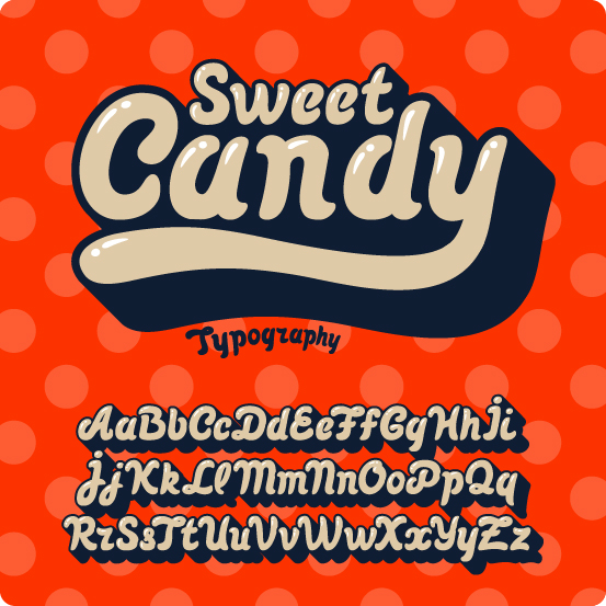 Süßer Candy-Schriftvektor Süßes Schriftart Bonbons   