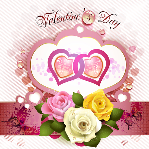 Fleurs de jour de Valentine avec des vecteurs de coeur Valentine jour de Valentine fleurs coeur   