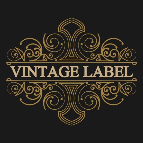 Vintage-Labels mit schwarzem Schwarzbodenvektor 04 vintage Schwarz labels   