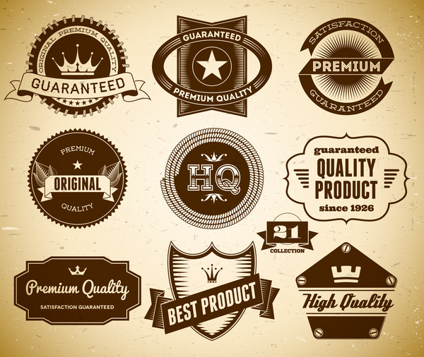 Étiquettes de qualité Premium Vintage ensemble vecteur 06 vintage qualité premium étiquettes   