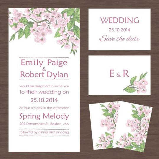 Hochzeits-Einladungskarte mit Herbstblumenvektoren Karte Hochzeit Herbst Einladung Blume   