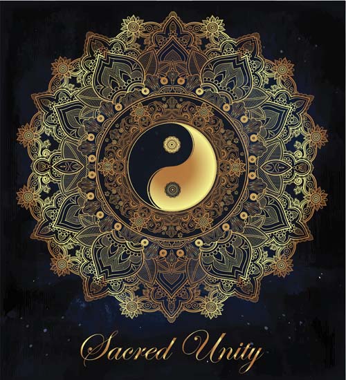 Yin et Yang avec Mandala patterns Vector 01 Yin Yang patterns Mandala   