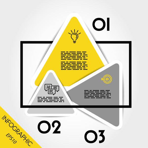 Gelbe infographische Dreiecksvorlage mit Rechteckvektor infographisch gelb dreieckig   