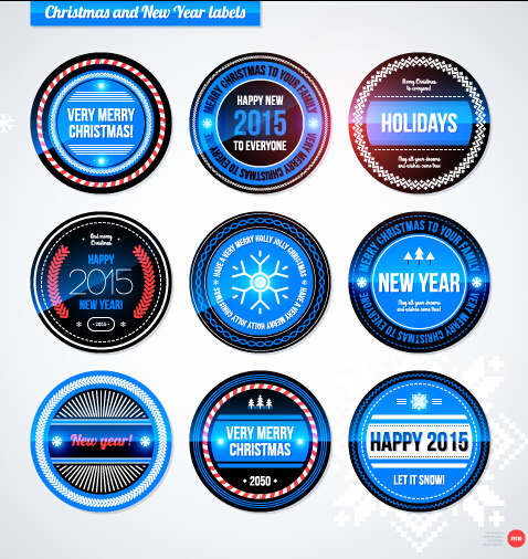 Weihnachten und Neujahr 2015 Etiketten blauen Stil Vektor 02 Weihnachten neues Jahr labels blue 2015   
