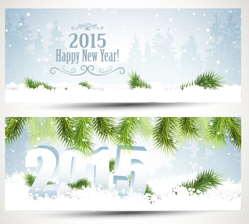 2015 glückliches Winterbanner Vektor 02 winter Neujahr banner   
