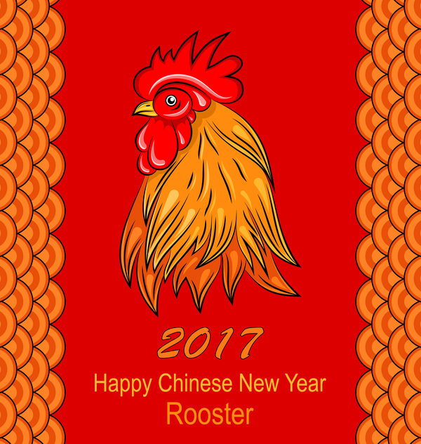2017 chinois nouvelle année de coq rouge styles vecteur 03 rouge nouveau coq Chinois année 2017   
