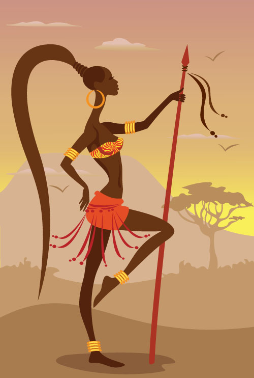 アフリカ女性 illustrtion ベクトル材料08 材料 女性 アフリカ illustrtion   