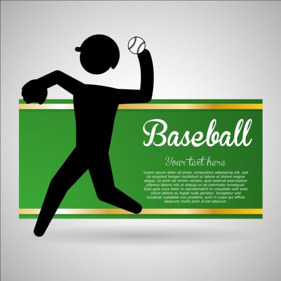 Baseball-grünes Banner mit Menschen Silhouette Vektoren Set 07 silhouette Menschen grün baseball banner   