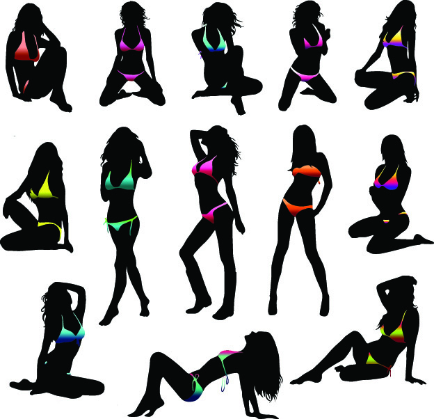 Belles filles silhouette Design vecteur matériel 10 silhouette matériel matériau vectoriel filles Fille Belle   