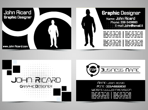 Black and White Style Menschen Visitenkarten Vektor 03 Visitenkarten Schwarz und Weiß Leute business   