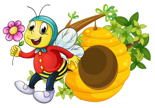 Cartoon-Biene und Bienenstöcke Vektormaterial 03 cartoon Bienenstöcke Biene   