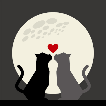 Chats amour avec vecteur de la lune 04 lune chats avec amour   