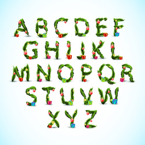クリスマス緑のアルファベットベクトル01 緑 クリスマス アルファベット   
