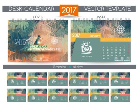 会社2017デスクカレンダーデザインベクターテンプレート13 机 会社 カレンダー 2017   