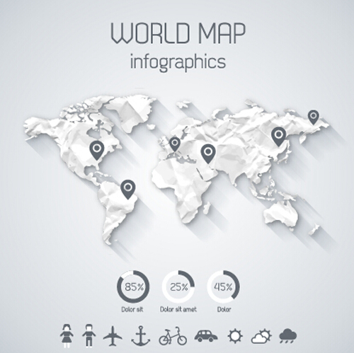 Carte du monde créatif et graphiques vectoriels infographiques 03 vecteur graphique monde infographies infographie creative carte du monde carte   