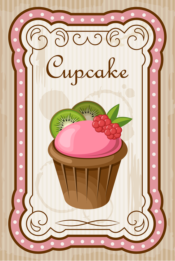 Cupcake affiche rétro Design vecteurs 05 police rétro design cupcake affiche   