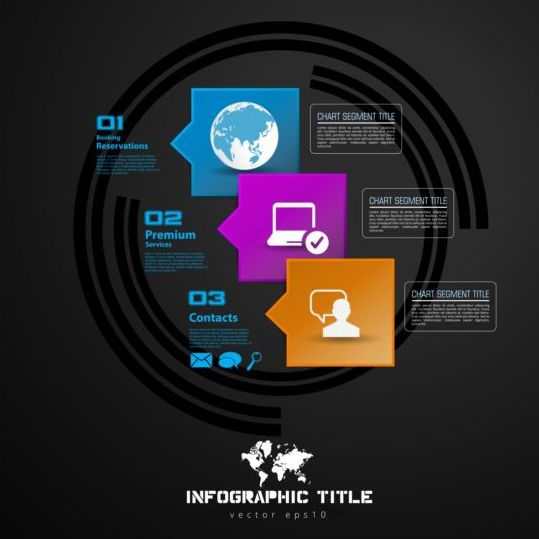 Vecteurs de conception infographique Dark Chart 01 sombre infographie Graphique   