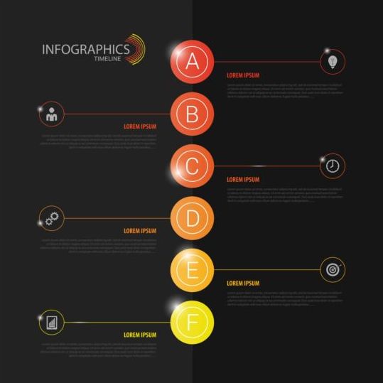 Dunkle Infografik mit farbigem Knopf-Vektor 02 infographisch farbig Dunkel button   