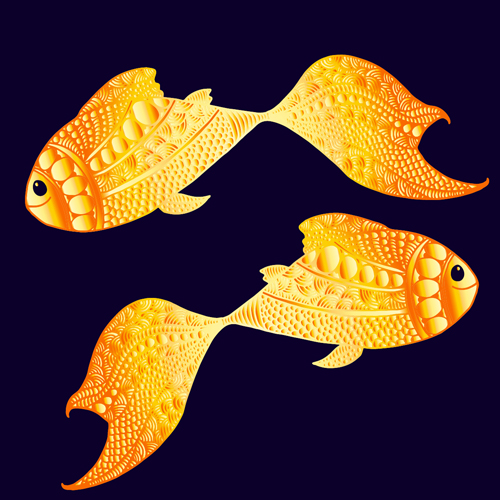 花の黄金の魚のベクトル 黄金 魚 花   