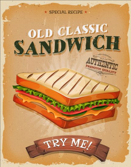 Französischer Sandwich-Vintage-Plakatvektor vintage sandwich poster Französisch   