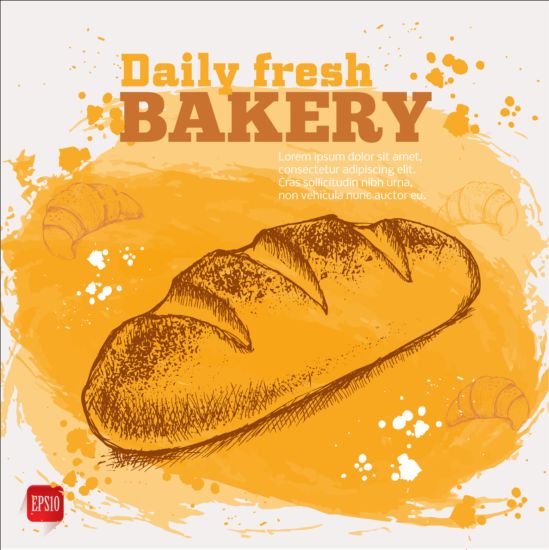 Frisches Brot mit Backwaren Plakat gezeichnet Vektor 10 poster hand gezeichnet fresh Brot Bäckerei   
