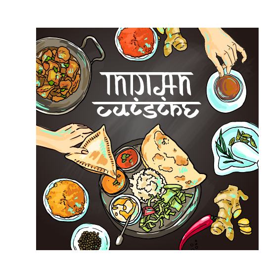 手描きインド食品元素ベクター04 食品 手描き インド   