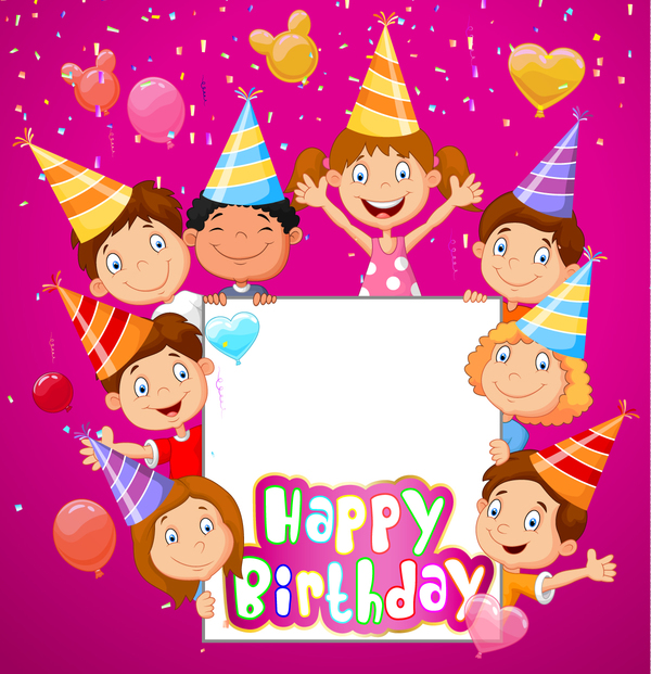 Fröhlicher Geburtstag mit niedlichen Chrilern Kinder happy birthday   