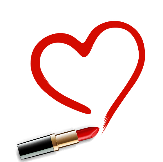 Coeur avec le rouge à lèvres vecteur matériel 06 rouge à lèvres matériel coeur   