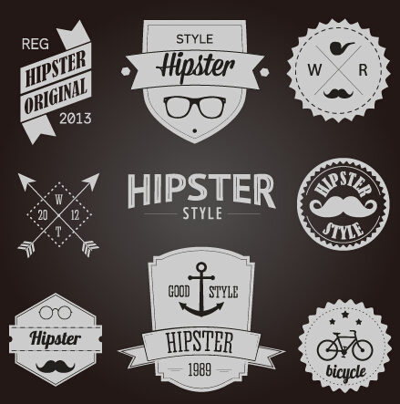 Hipster style badges et étiquettes graphiques vectoriels 04 hipster étiquettes étiquette badges badge   