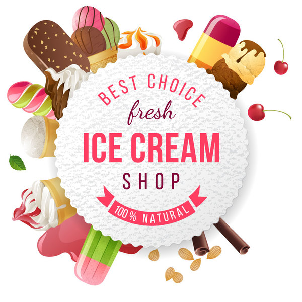 Vecteur de fond de magasin de crème glacée 01 glace Creme boutique   