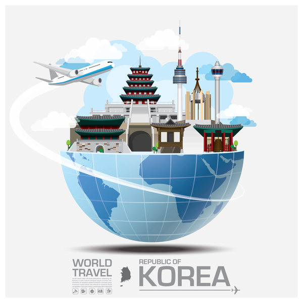 Modèle de vecteur de voyage Corée 01 voyage Corée   
