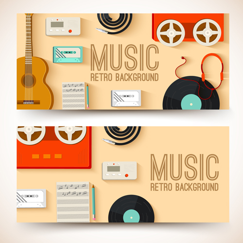 Music Instruments Vektor-Banner-Grafik 04 Musik Instrumente banner   