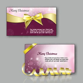 華やかクリスマスボウグリーティングカードベクトル03 華やかな 挨拶 クリスマス カード   