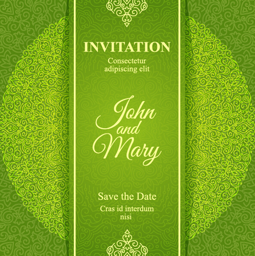 Carte d’invitation florale fleuri vert styles vecteur 17 vert styles invitation floral fleuri carte   