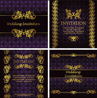 Ornitieren Gold-Ornament Einladungskarte Hintergrund-Vektor 04 ornament Kartenhintergrund Karte gold Einladung   