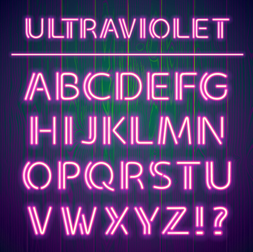 パープルネオンライトアルファベットベクトルデザイン01 ライト パープル ネオン アルファベット   
