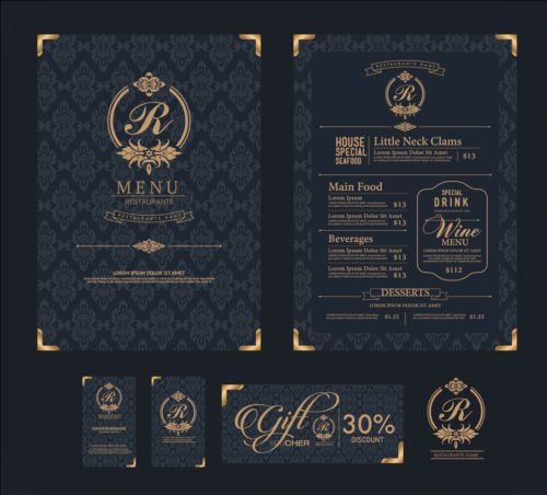 Menu restaurant avec cartes vectorielles Design 04 restaurant menu cartes   