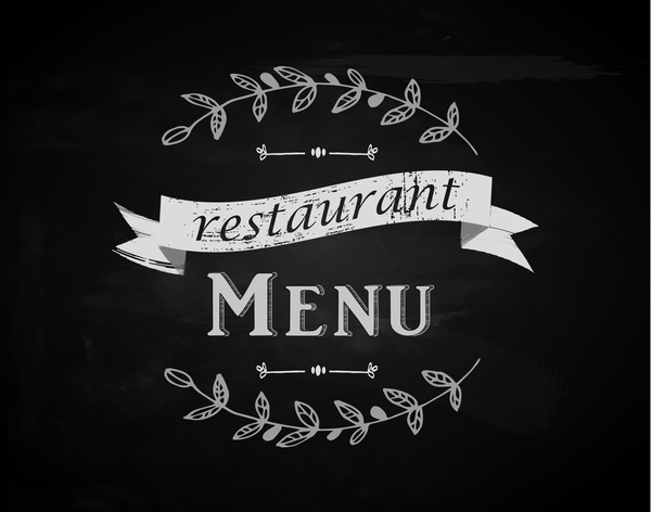 Restaurantmenü mit Kreidebrett-Hintergrundvektor 01 restaurant menu chalkboard   