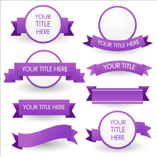Étiquette ronde avec le vecteur de ruban violet violet ruban rond étiquette   
