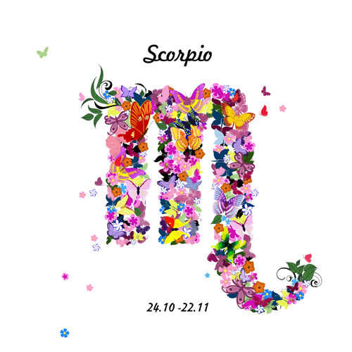 Vector horoscope fleur ensemble 02 horoscope fleur   