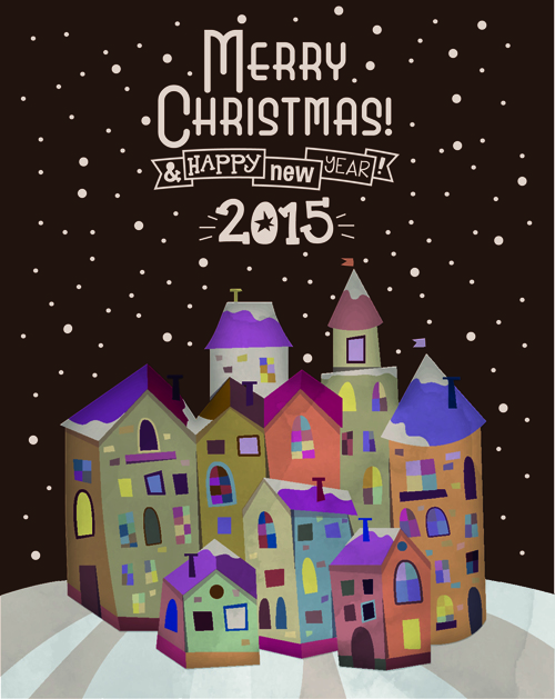 ヴィンテージハウスと2015クリスマスの背景02 家 ビンテージ クリスマス 2015   