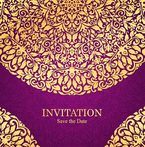 Carte d’invitation vintage avec motif floral violet vecteur 04 violet vintage motif invitation floral carte   