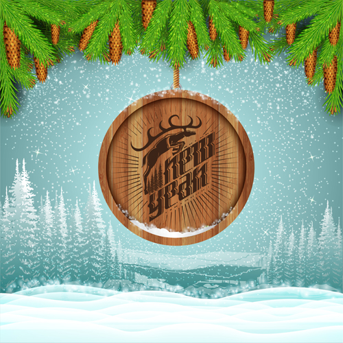 クリスマスの背景デザインベクトル09と木製のバレル 背景 木材 バレル デザイン クリスマス   