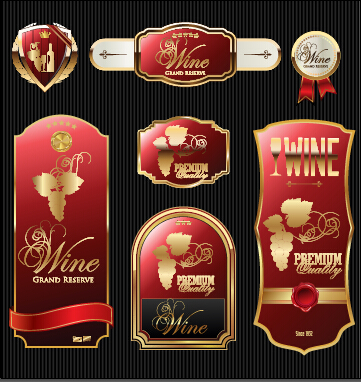 Luxus-Weinetiketten mit Aufkleber-Vektorgrafik 01 sticker Luxus labels   