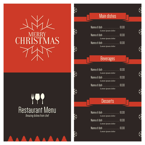 2016 Noël restaurant menu vecteur matériel 02 restaurant Noël menu matériel 2016   