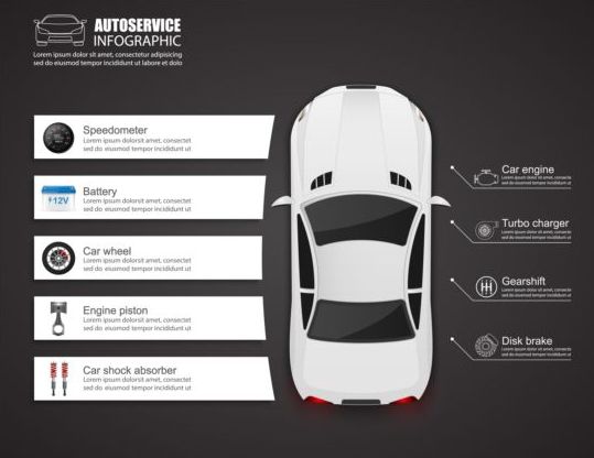 Vecteur de modèle infographique de service automatique 05 service infographie auto   