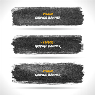 Schwarze Tinte Grunge Banner-Vektor-Set 01 Tinte Schwarz banner   