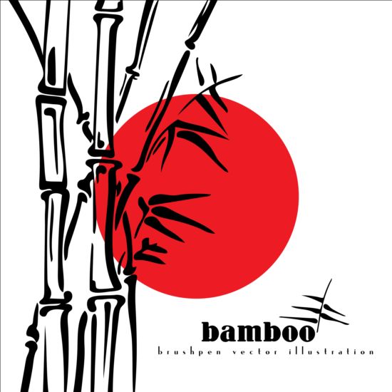 Pinsel Stift Bambus-Hintergrund Vektorabbildung 01 Pinsel pen illustration Hintergrund Bambus   