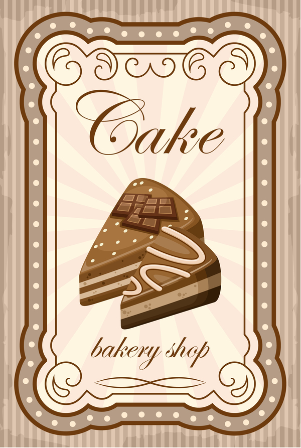 Kuchen mit Bäckerei-Geschäft Retor Plakatvektor 02 shop Rektor poster Kuchen Bäckerei   